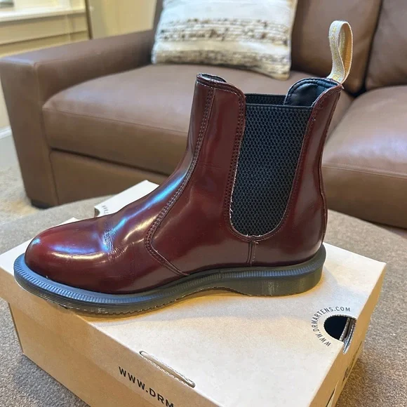Dr. Martens Burgundy Ankle Boots - Picture 2 of 7